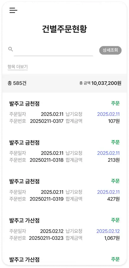 건별주문현황